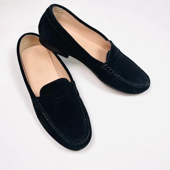 J. Crew | Shoes | Jcrew Black Suede Slip On Penny Loafers  display picture 3